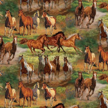 Horses in the Meadow - Multi | Four Seasons by David Textiles WW30656C1