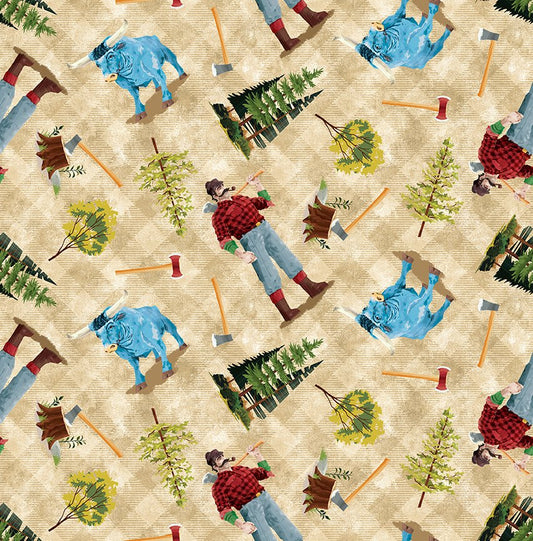 Quilt Minnesota 2024 Paul Bunyan Toss - Light Caramel - 2024 QMN Shop Hop | Clothworks Y4178-64