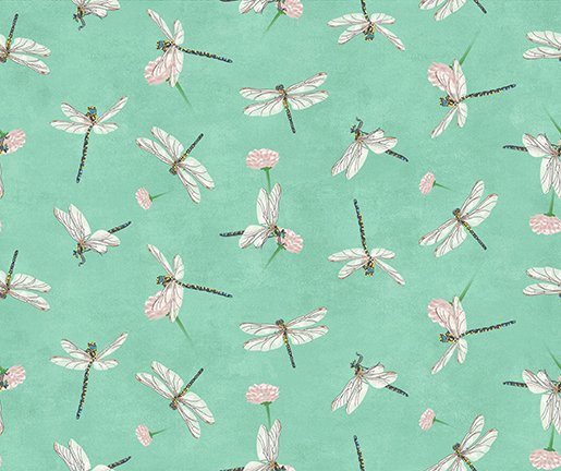 Quilt Minnesota 2024 Dragonflies - Light Emerald - 2024 QMN Shop Hop | Clothworks Y4182-106