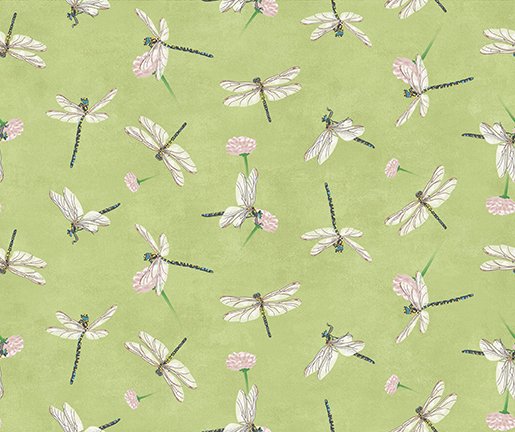 Quilt Minnesota 2024 Dragonflies - Light Olive - 2024 QMN Shop Hop | Clothworks Y4182-23